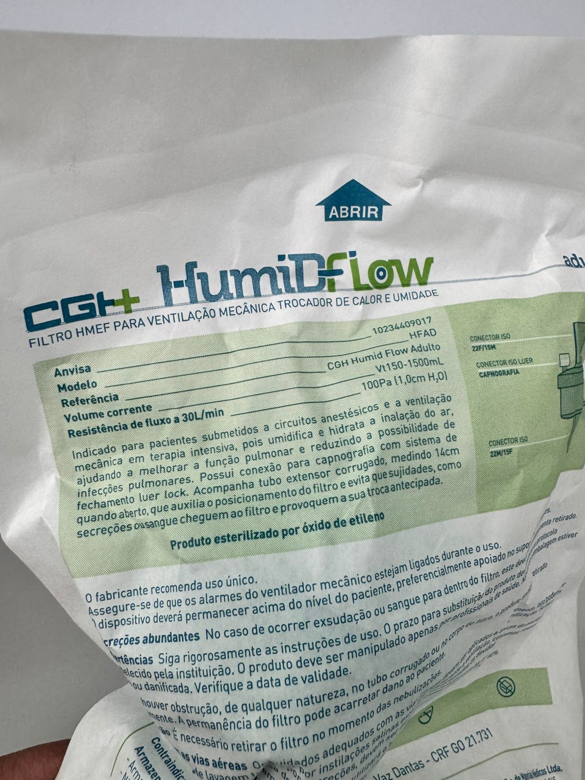 Filtro HMEF para Ventilação Mecânica Trocador de Calor e Umidade (Conector Iso 22F/15M)