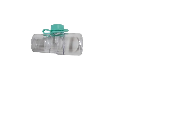 Conector Respiratório, tipo Reto com Espaçador MDI e Entrada para Aerossol